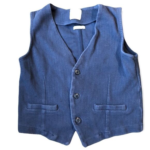 3/$25 ZARA KIDS BLUE HERRINGBONE VEST WAISTCOAT FOR BOYS 9-10Y - Picture 2 of 12